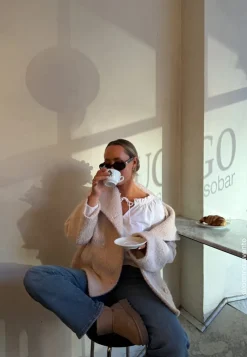 BUBBLEROOM High Neck Short Bouclé Coat