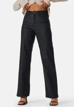 BUBBLEROOM High Waist Straight Leg Coated Jeans