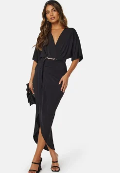 John Zack Kimono Sleeve Rouch Dress
