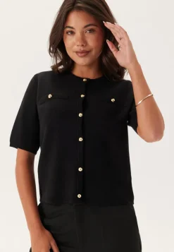 BUBBLEROOM Knitted Gold Button Cardigan