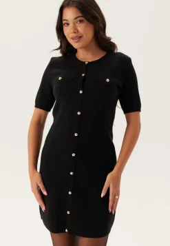 BUBBLEROOM Knitted Gold Button Dress