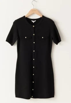 BUBBLEROOM Knitted Gold Button Dress