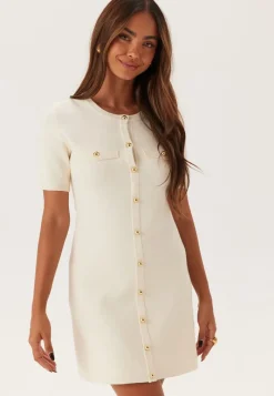 BUBBLEROOM Knitted Gold Button Dress