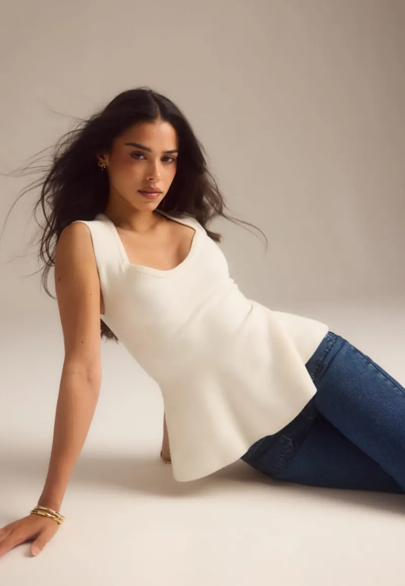 BUBBLEROOM Knitted Peplum Top