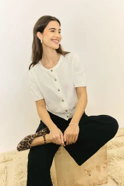 BUBBLEROOM Knitted Short Sleeve Cardigan