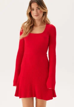 BUBBLEROOM Knitted Square Neck Skater Dress