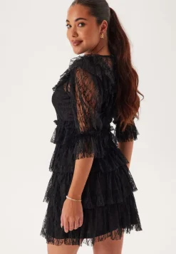 Bubbleroom Occasion Lace Frill Puff Sleeve Dress
