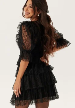 Bubbleroom Occasion Lace Frill Puff Sleeve Dress