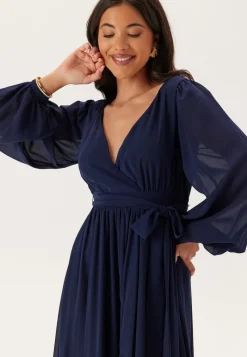 Goddiva Long Sleeve Chiffon Dress