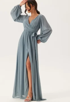 Goddiva Long Sleeve Chiffon Dress