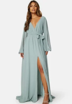 Goddiva Long Sleeve Chiffon Dress
