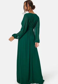 Goddiva Long Sleeve Chiffon Dress