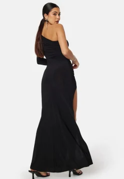 John Zack Long Sleeve One Shoulder Maxi Dress