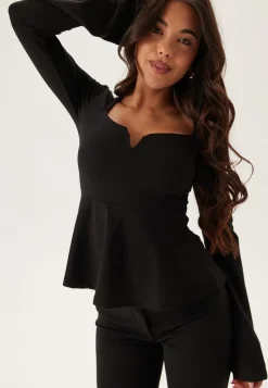 BUBBLEROOM Long Sleeve Peplum Top