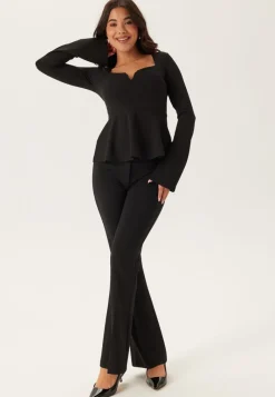 BUBBLEROOM Long Sleeve Peplum Top