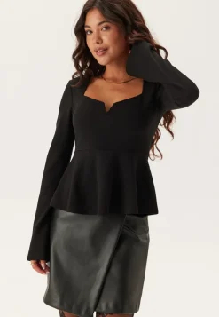 BUBBLEROOM Long Sleeve Peplum Top