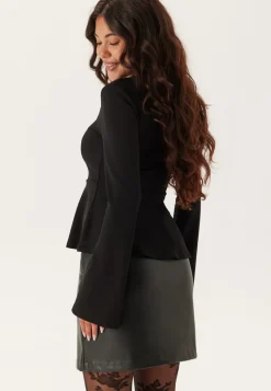 BUBBLEROOM Long Sleeve Peplum Top