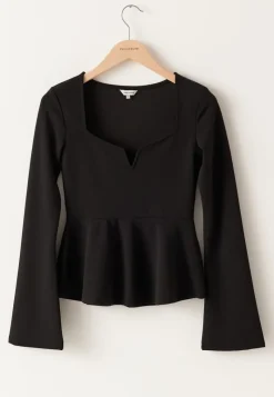 BUBBLEROOM Long Sleeve Peplum Top