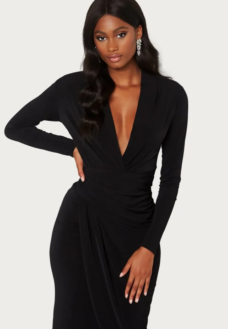 John Zack Long Sleeve Rouch Dress