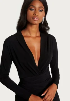 John Zack Long Sleeve Rouch Dress