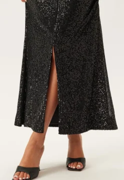 Bubbleroom Occasion Long Sleeve Sequin Ankle Dress