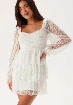 Bubbleroom Occasion L/S Lace Frill Mini Dress