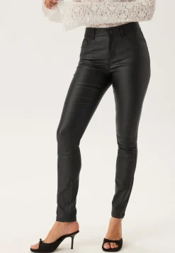 BUBBLEROOM Mid Waist Push-up Coated Slim Jeans