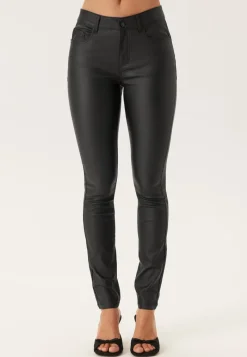 BUBBLEROOM Mid Waist Push-up Coated Slim Jeans