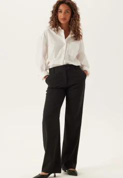 BUBBLEROOM Mid Waist Straight Back Pocket Trousers