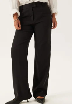 BUBBLEROOM Mid Waist Straight Back Pocket Trousers