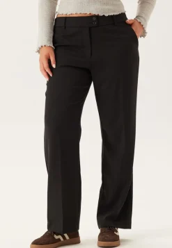 BUBBLEROOM Mid Waist Straight Back Pocket Trousers