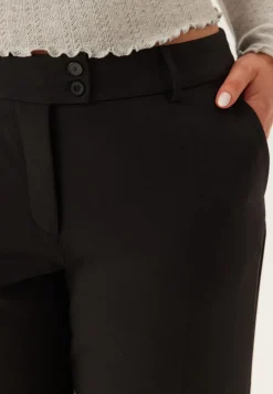 BUBBLEROOM Mid Waist Straight Back Pocket Trousers