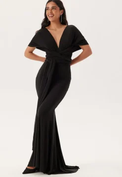 Goddiva Multi Tie Fishtail Maxi Dress