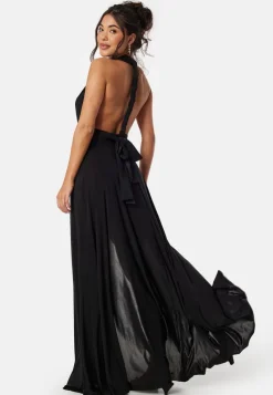 Goddiva Multi Tie Maxi Dress Split