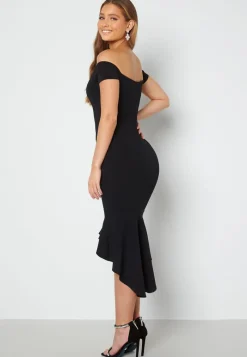 John Zack Off Shoulder Frill High Low Dress