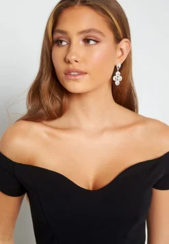 John Zack Off Shoulder Frill High Low Dress