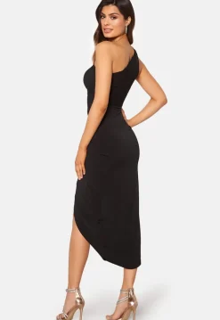 John Zack One Shoulder Rouch Dress