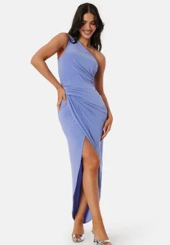 John Zack One Shoulder Rouch Dress