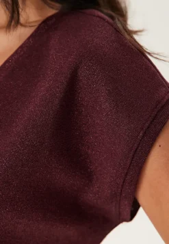 ONLY Onlsilvery S/S V Neck Lurex Top