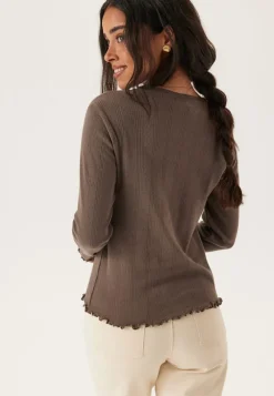 Pieces Pcmarie Ls O-neck Poin Top