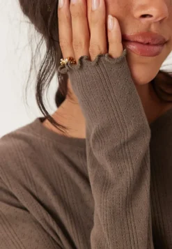 Pieces Pcmarie Ls O-neck Poin Top