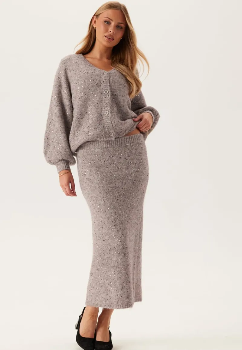 Pieces Pcmesva Hw Sequin Midi Knit Skirt