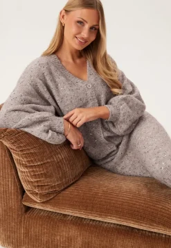 Pieces Pcmesva Ls Boxy Sequin Knit Cardigan