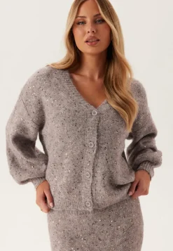 Pieces Pcmesva Ls Boxy Sequin Knit Cardigan