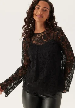 Pieces Pcolline Ls Lace O-neck Top