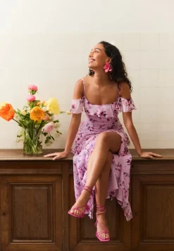 Bubbleroom Occasion Peaky Shoulder Flounce Maxi Dress