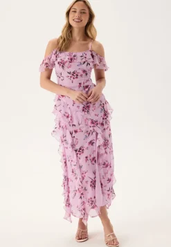 Bubbleroom Occasion Peaky Shoulder Flounce Maxi Dress