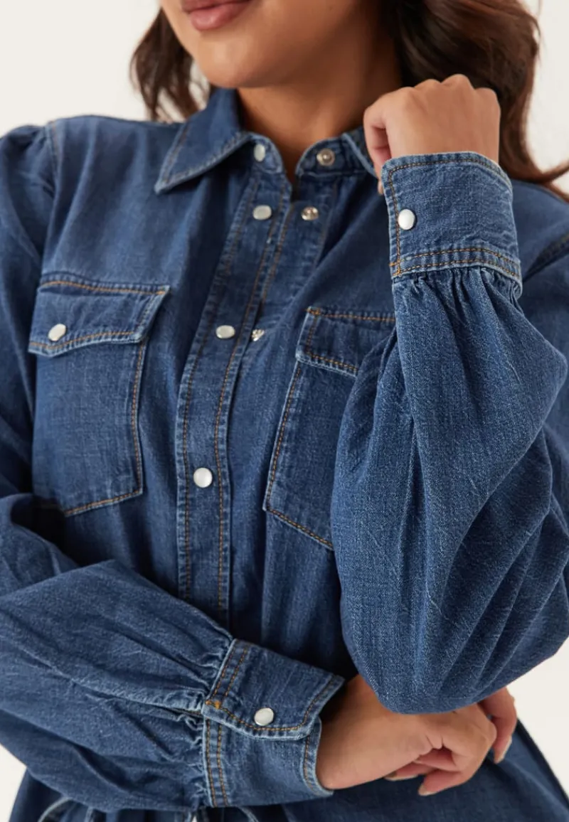 GANT Puff Sleeve Denim Dress