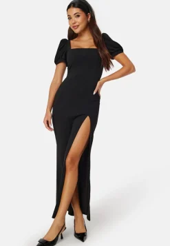 John Zack Puff Sleeve Maxi Dress With Split