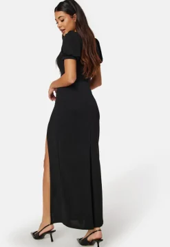 John Zack Puff Sleeve Maxi Dress With Split